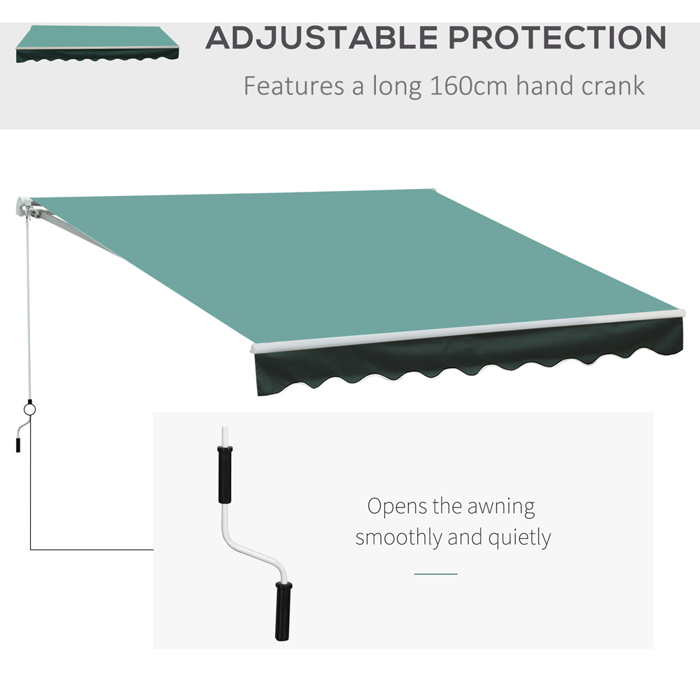 Outsunny Dark Green Manual Retractable Awning 3 x 2.5m Image 6