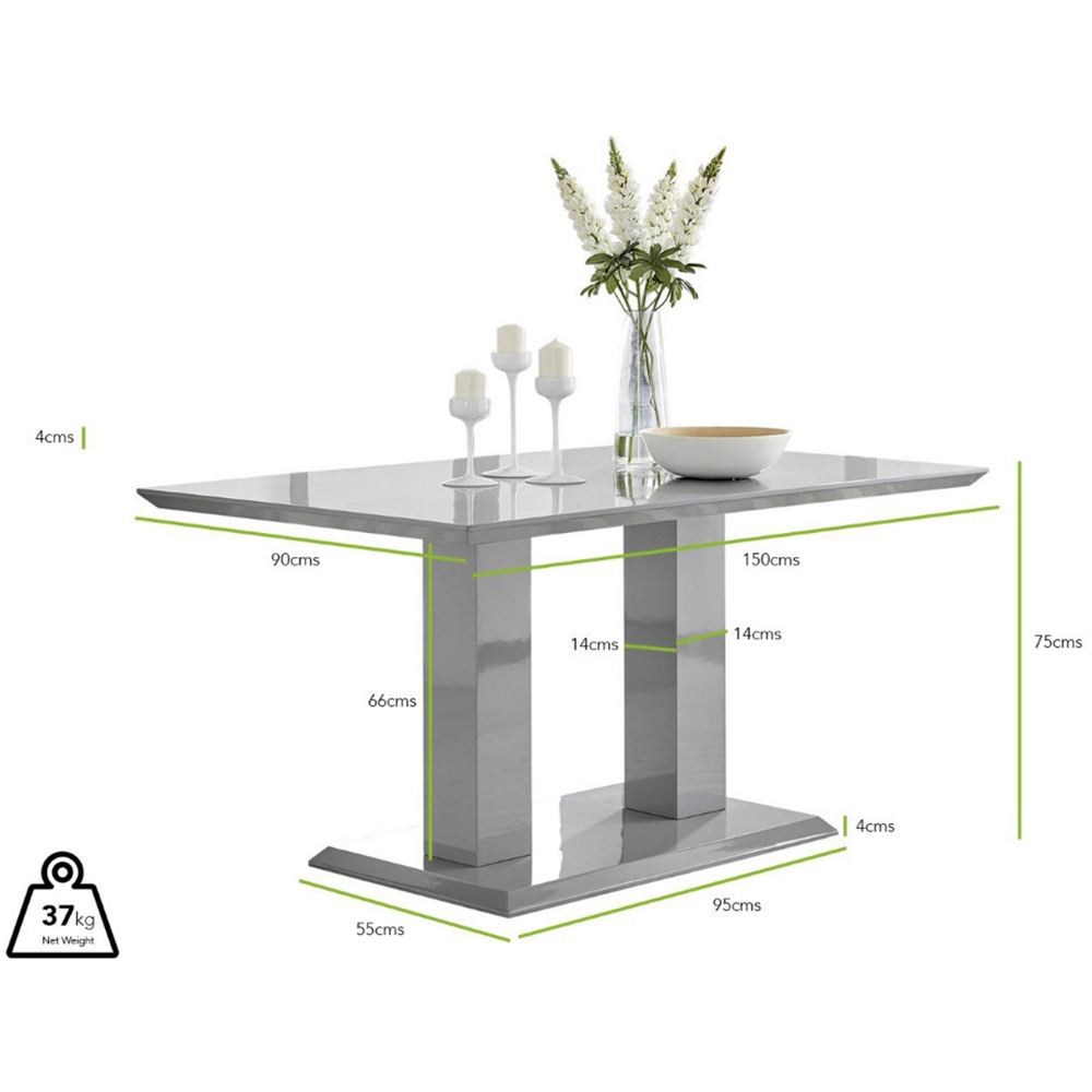 Furniturebox Molini Cesano 6 Seater Dining Set Grey Gloss Green and Black Image 9