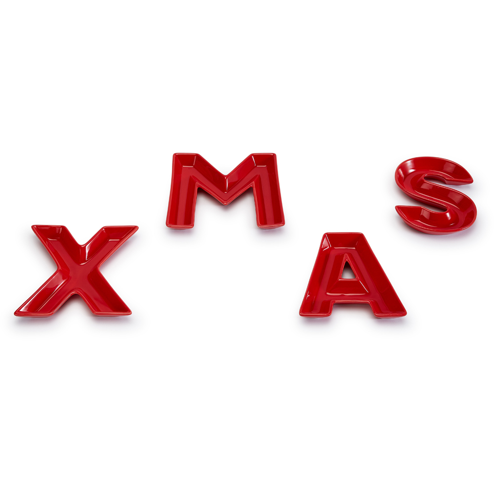 Waterside Red Xmas 4 Piece Serving Letters Image 1