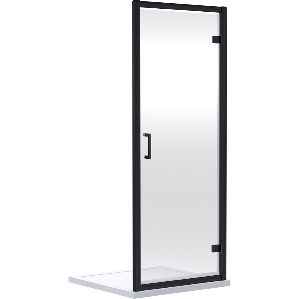 nuie Matt Black Hinged Shower Door 70cm Image 1