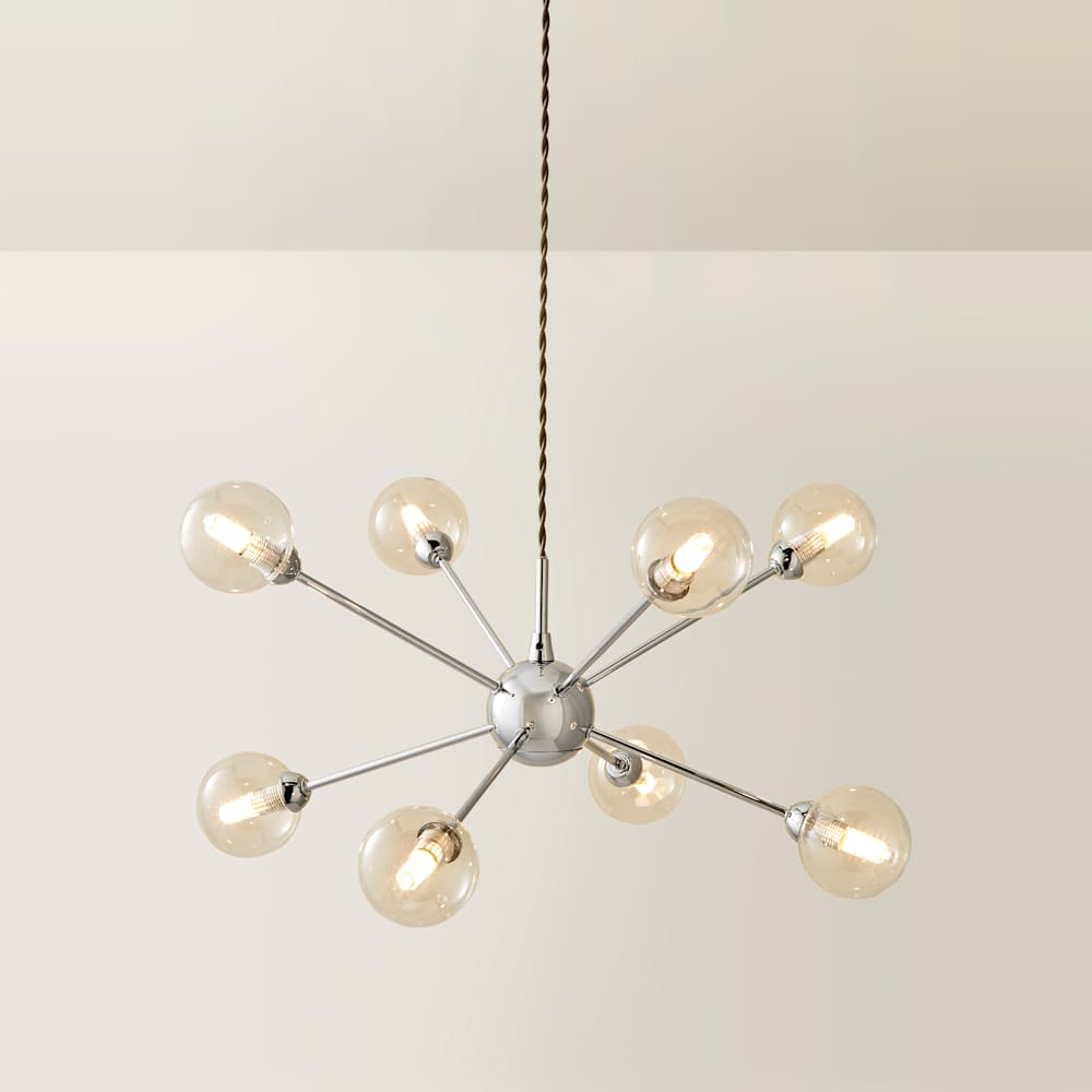 ValueLights Sputnik 8 Way Chrome Glass Globe Pendant Ceiling Light and Bulbs Image 3