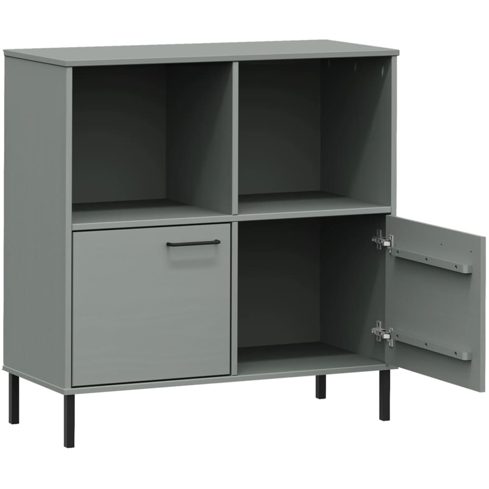 vidaXL Oslo 2 Door 2 Shelf Grey Solid Pine Wood Bookcase Image 5