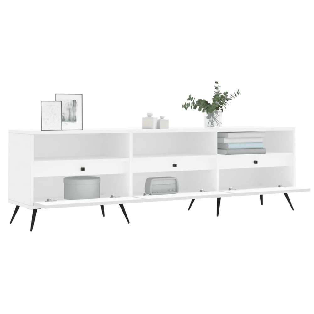 vidaXL 3 Door 3 Shelf White TV Cabinet Image 4