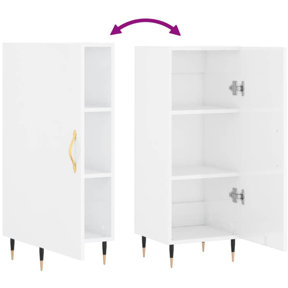 vidaXL Single Door High Gloss White Sideboard Image 9
