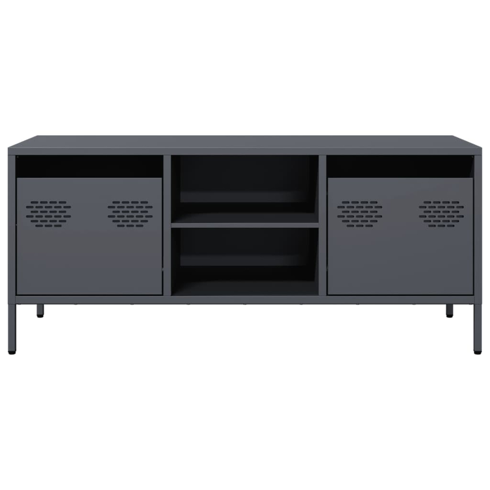 vidaXL 2 Drawer 2 Shelf Anthracite Steel Industrial Style TV Cabinet Image 4