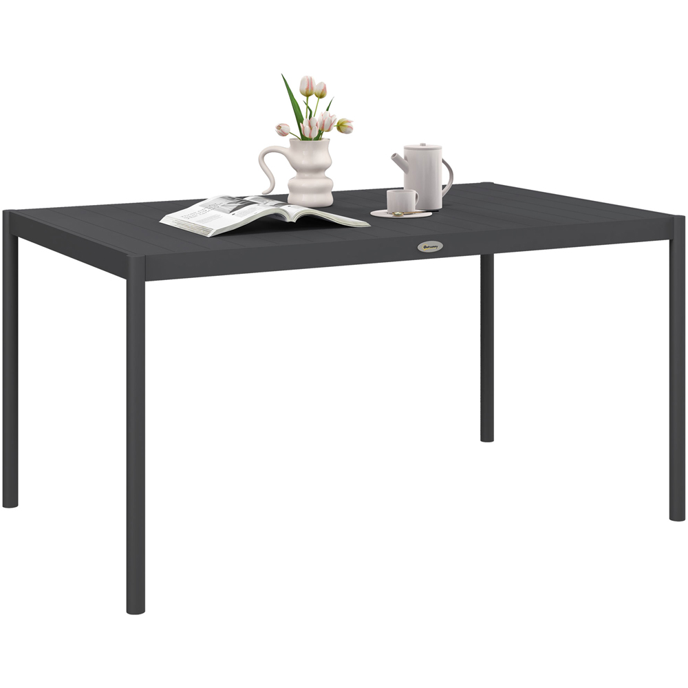 Outsunny 6 Seater Aluminium Outdoor Table Dark Grey Image 2