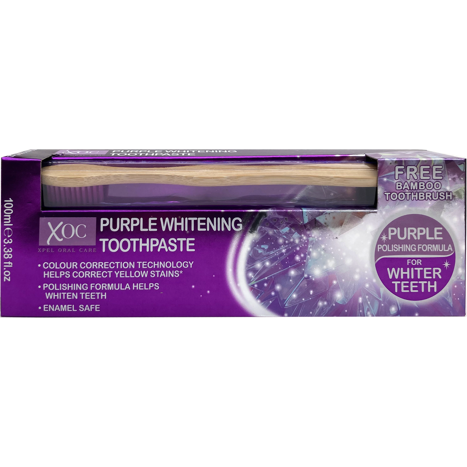XOC Purple Whitening Toothpaste and Toothbrush - Purple Image