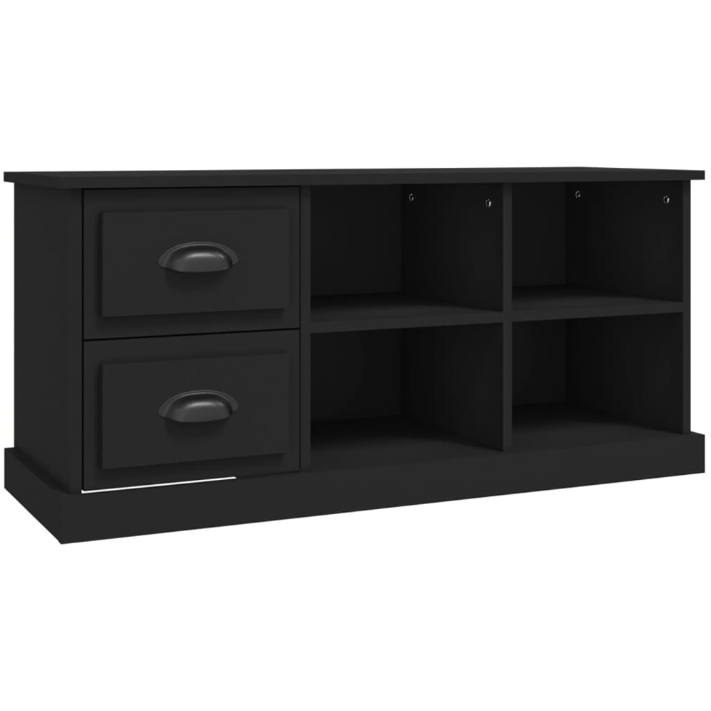 vidaXL 2 Drawer 4 Shelf Black TV Cabinet Image 2