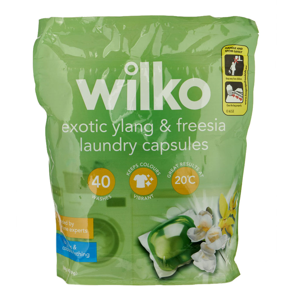 Wilko Bio Exotic Ylang and Freesia Laundry Capsules 40 Washes 760g Image 1