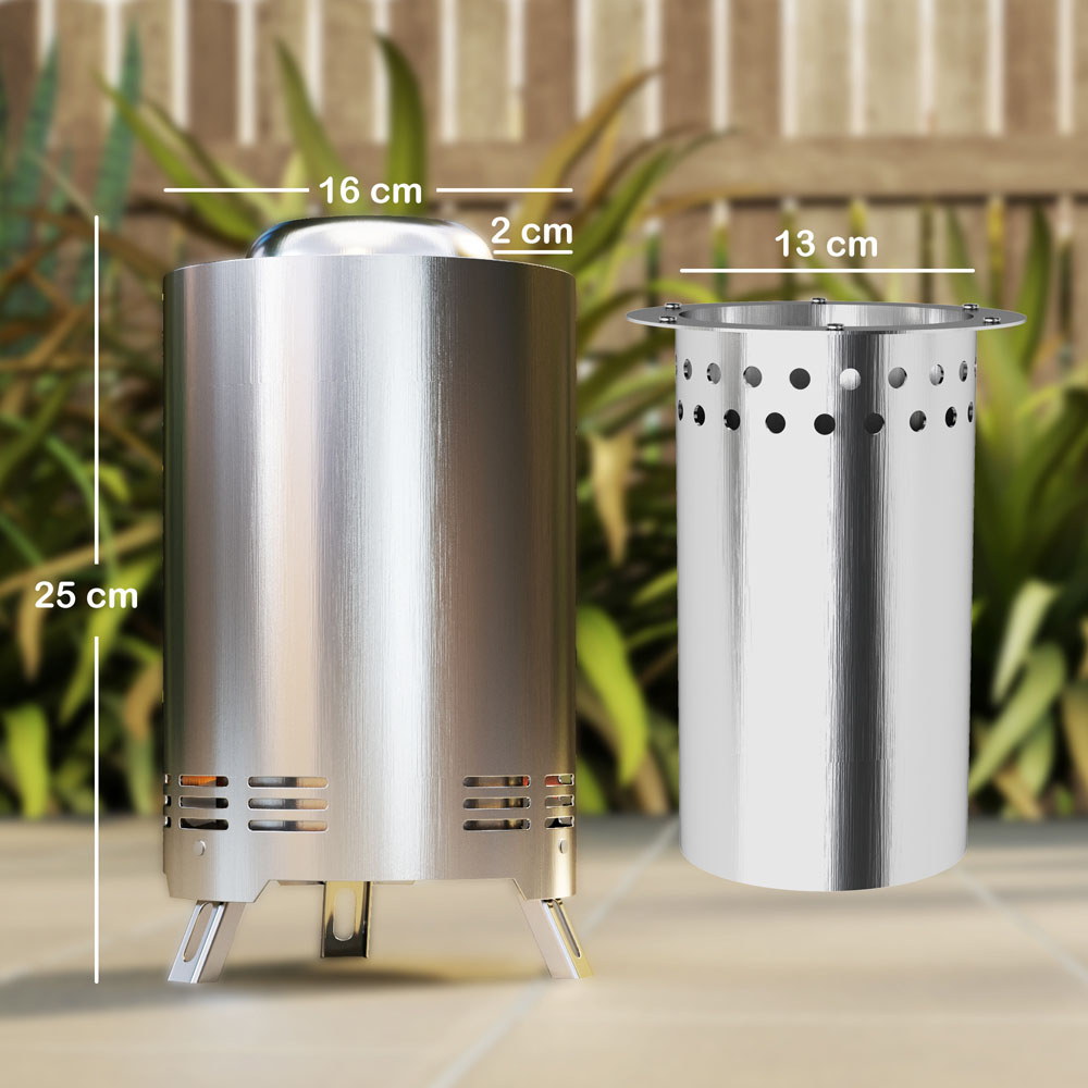 Outsunny Grey Stainless Steel Smokeless Wood Burning Firepit Image 9