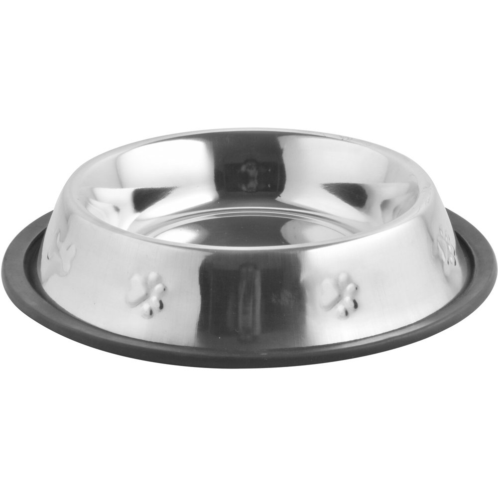 Non Slip Paw Embossed BowlSilverMedium Image