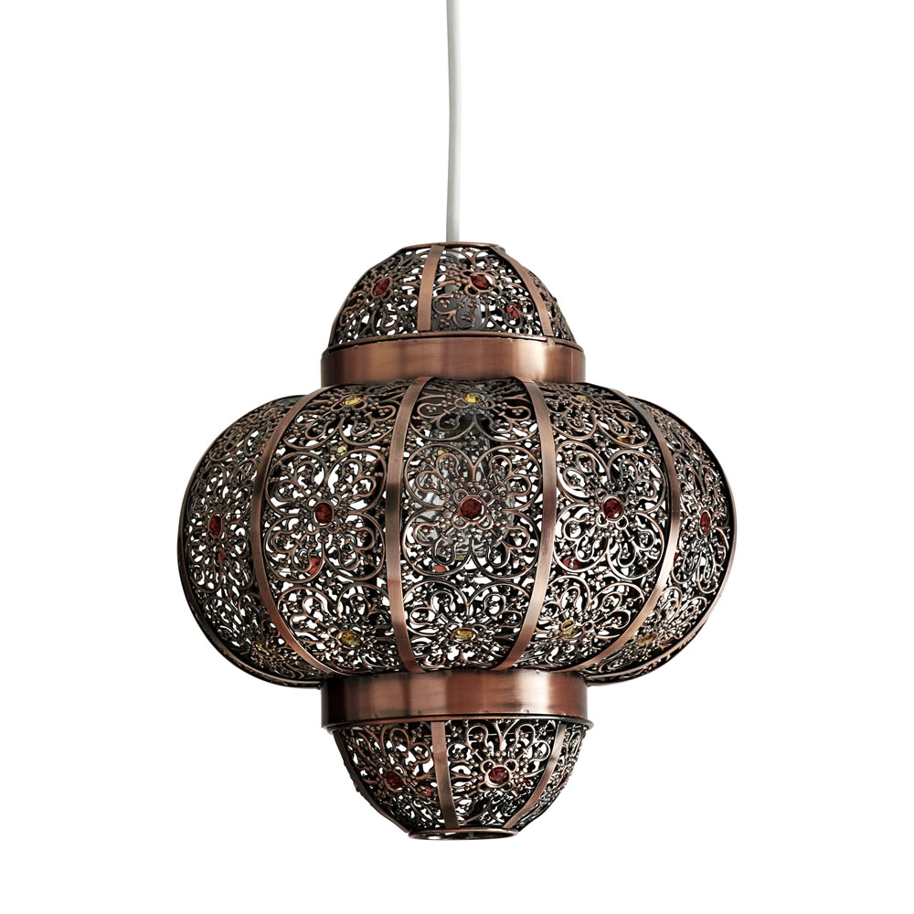 Wilko Bronze Beaded Ceiling Pendant Light Shade Image 3