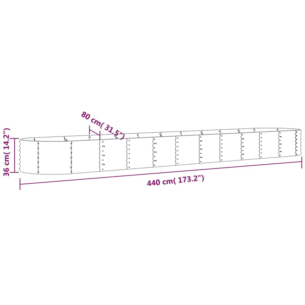 vidaXL Green Galvanised Steel Raised Garden Bed 36 x 80 x 440cm Image 5