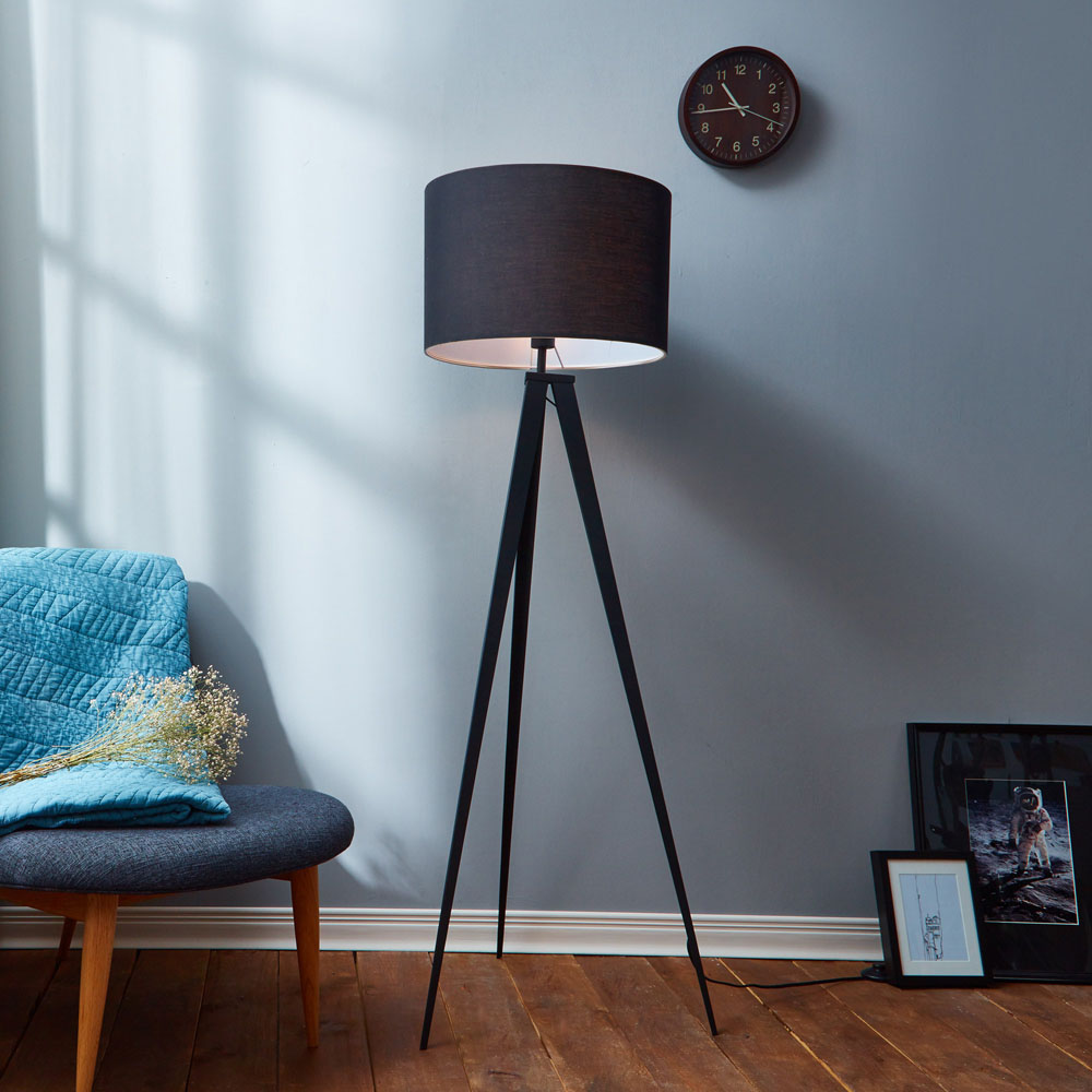 Teamson Home Black Romanza Tripod Floor Lamp Image 2