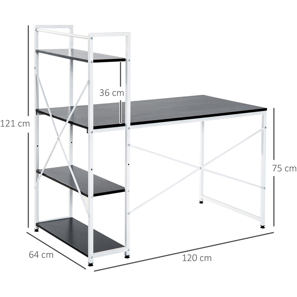 Portland Computer Desk 4 Tier Storage Black and White Image 7