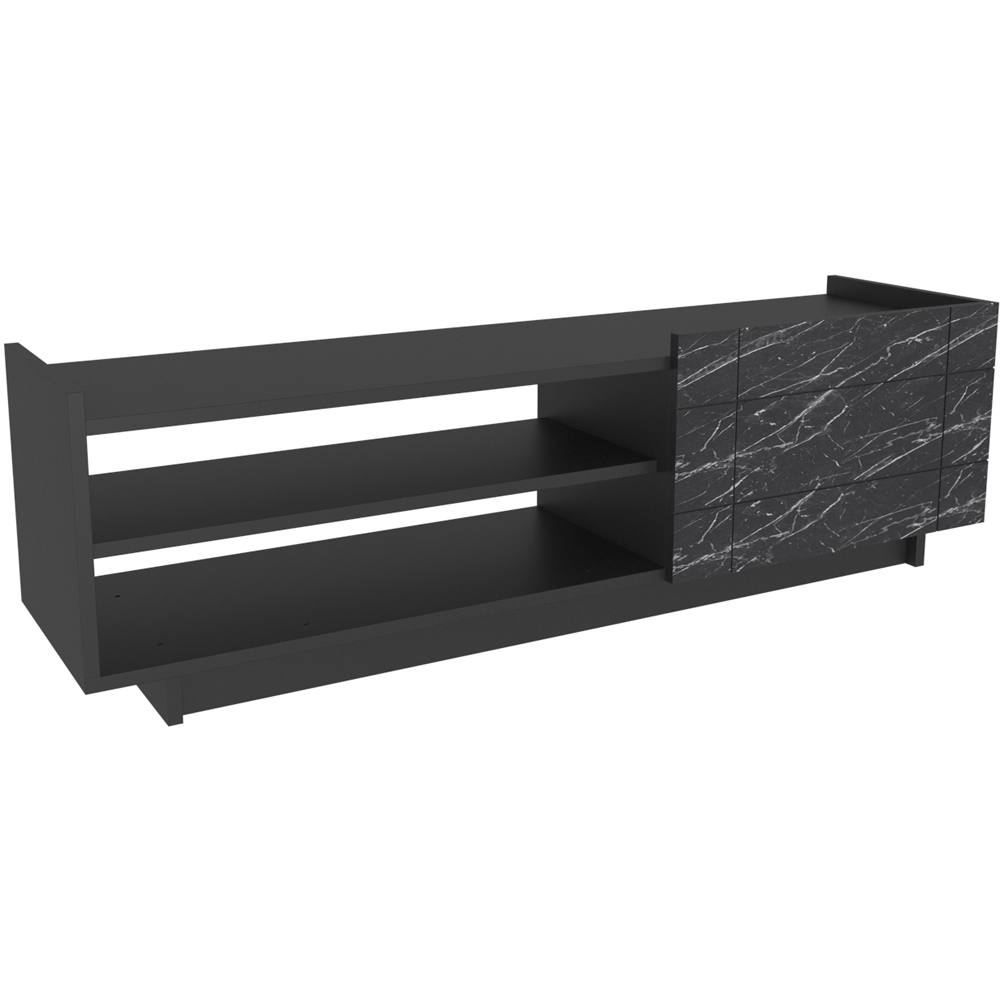 Decorotika Valantina Single Door 2 Shelf Black Marble Effect and Black TV Unit Image 2