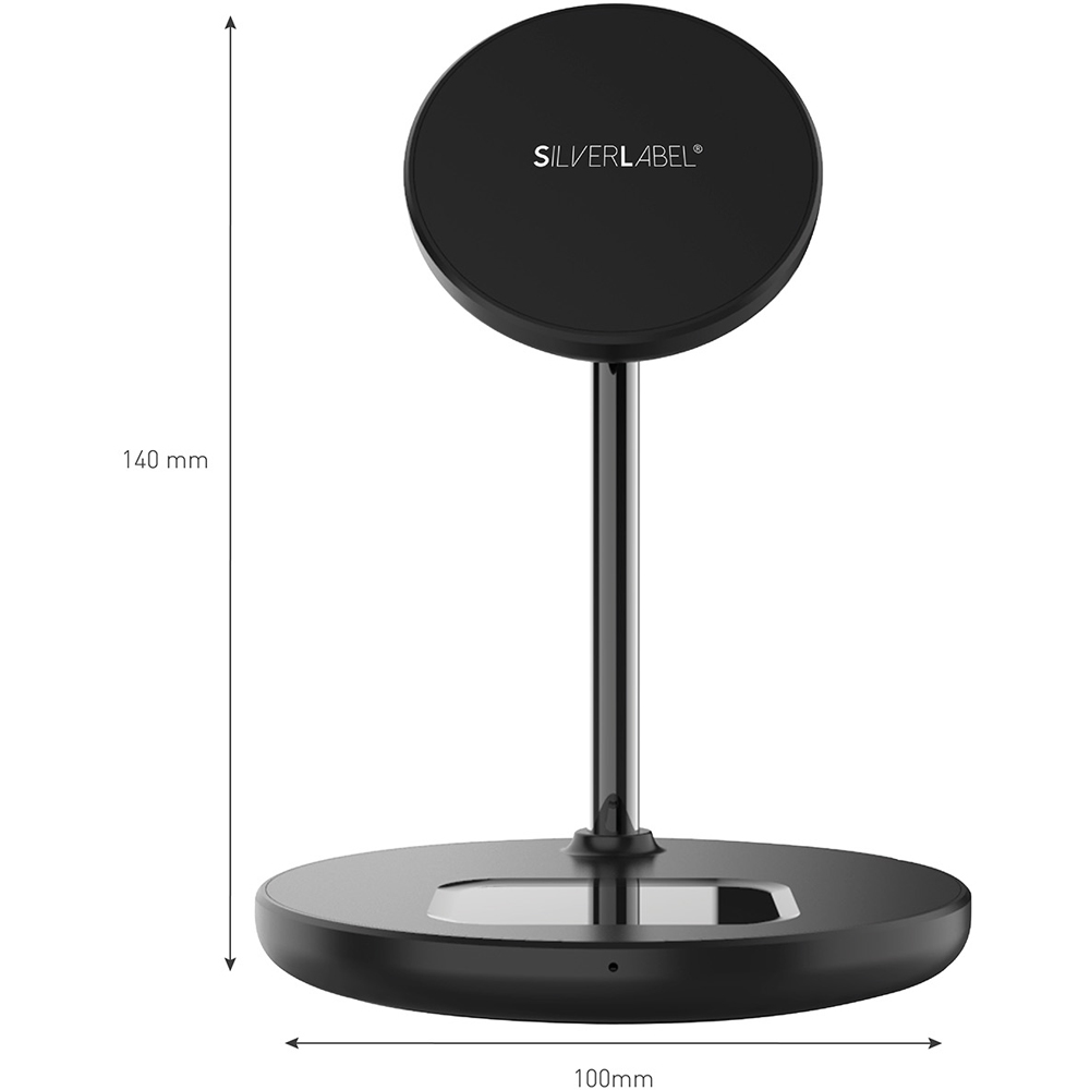 SilverLabel 2-in-1 Black Wireless Charging Stand Image 11
