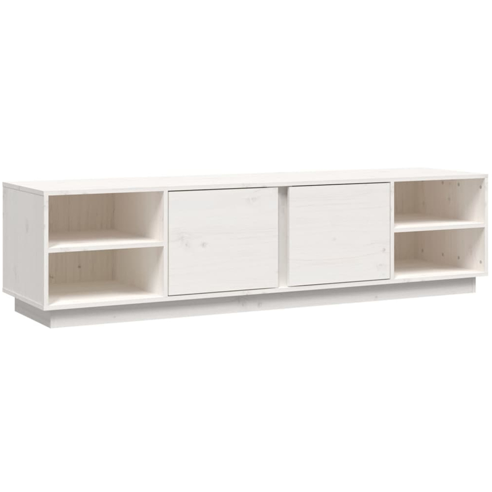 vidaXL 2 Door 4 Shelf White Solid Pine Wood TV Cabinet Image 2