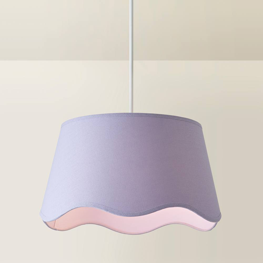 ValueLights Mabel Lilac Linen Scallop Edge Large Lamp Shade Image 4
