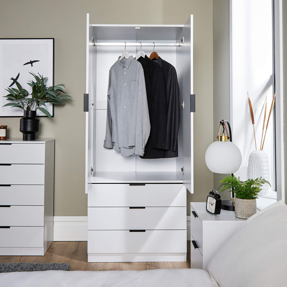 Home Source Phoenix 2 Door 3 Drawer White Wardrobe Image 8