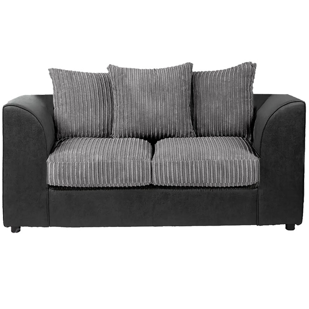 Luxor 4 Seater Black and Grey Jumbo Cord Scatter Back Sofa Suite Image 3