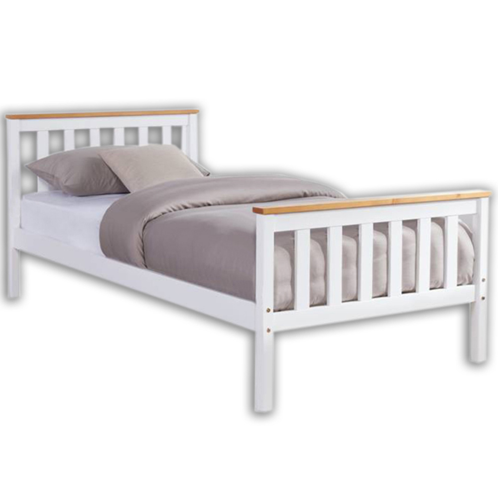 Home Detail Woodford Single White and Oak Wooden Bed Image 2