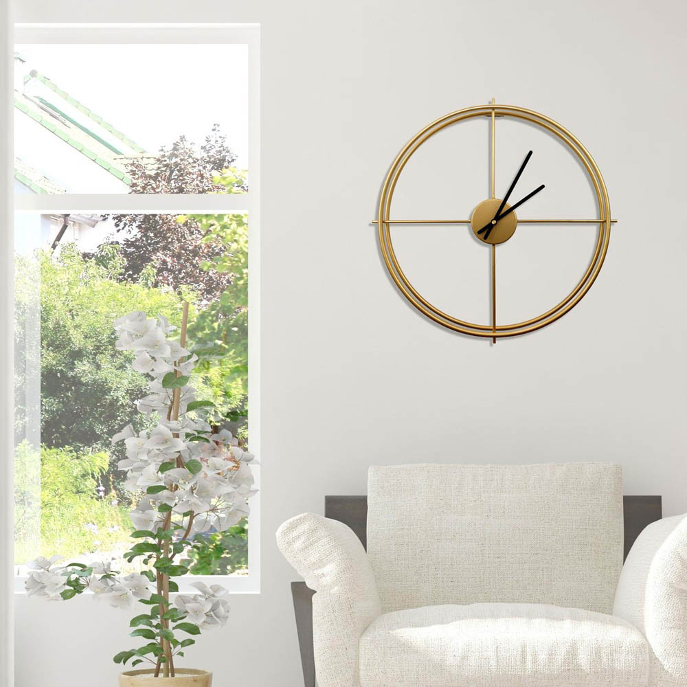Walplus Gold Larrys Minimalist Iron Round Wall Clock 50cm Image 5