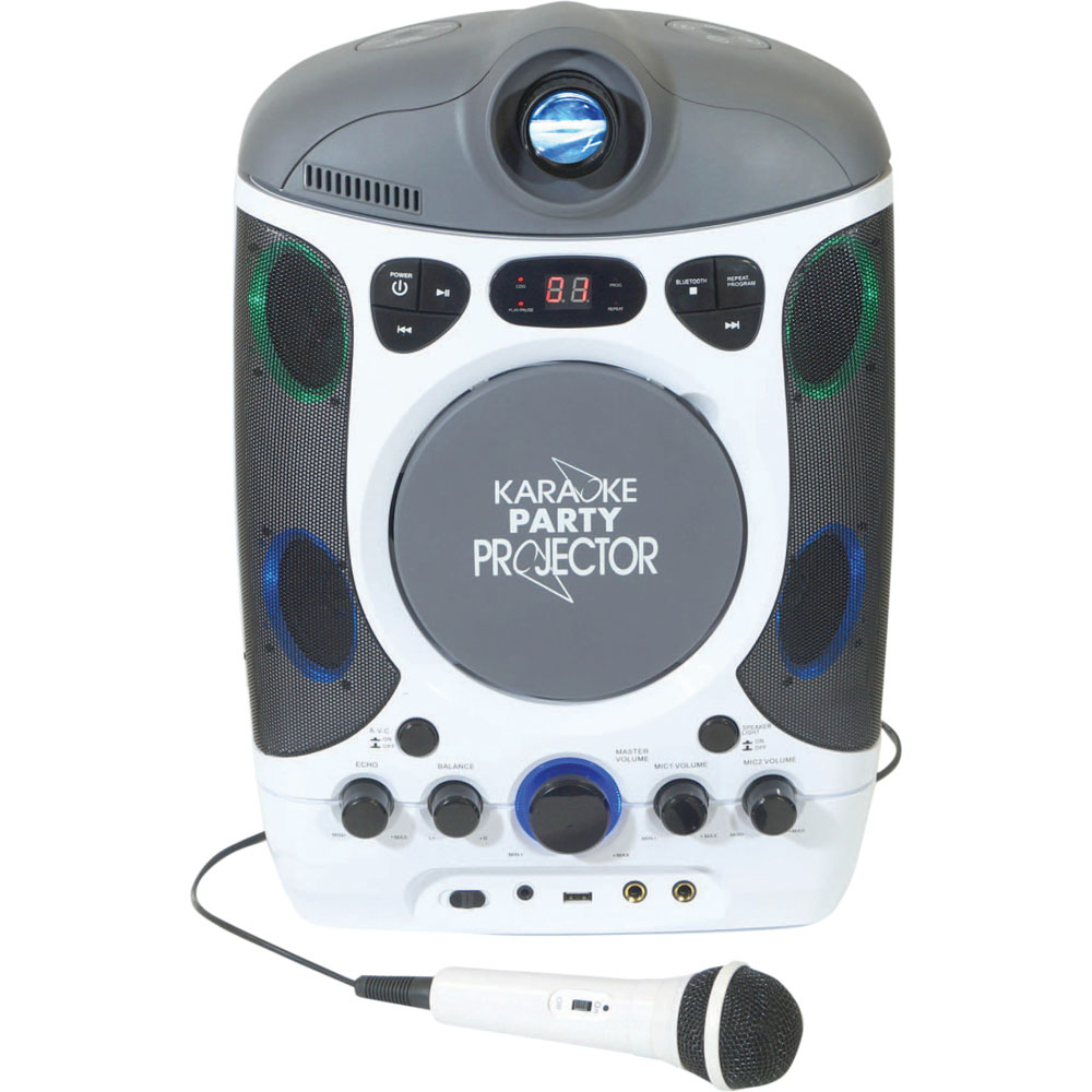 Mr Entertainer White CDG Bluetooth Karaoke Player with LED Projector Image 1