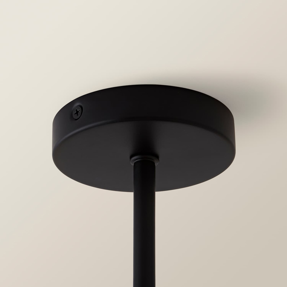 ValueLights Hollis Glass Globe Shade Black Metal Ceiling Light Fitting with Bulb Image 4