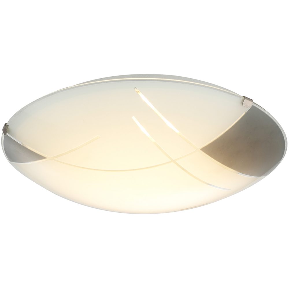 Happy Homewares Opal White Glass LED Ceiling Light with Grey Gloss Image 3