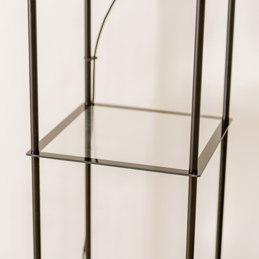 ValueLights Gobie 4 Shelf Black Metal Frame Glass LED Floor Lamp Image 5