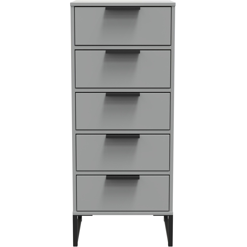 Crowndale Diego 5 Drawer Dusk Grey Tall Bedside Cabinet Ready Assembled Image 6