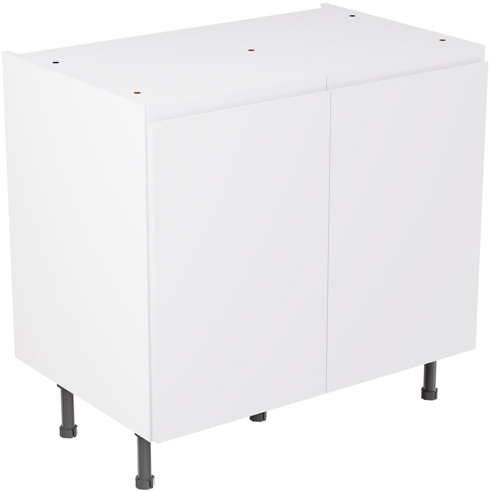 Kitchen Kit J-Pull Matt White Base Kitchen Cabinet Flatpack 900mm Image 1