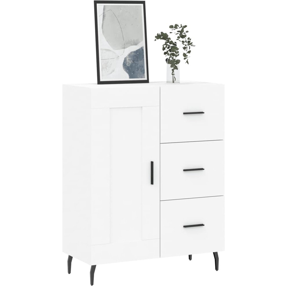 vidaXL Single Door 3 Drawer White Sideboard Image 3