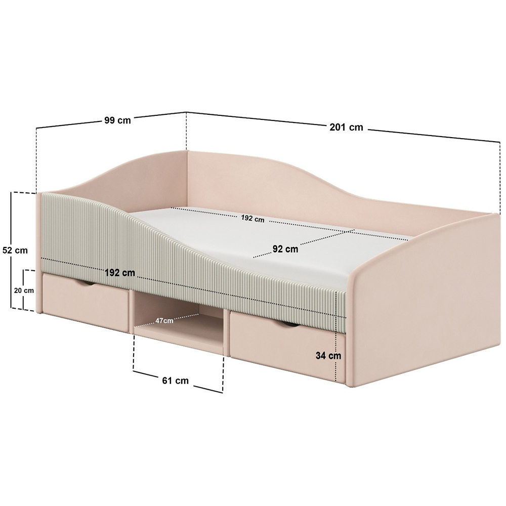 Flair Aubrey Pink Velvet Storage Low Sleeper Bed with Beige Cord Image 9