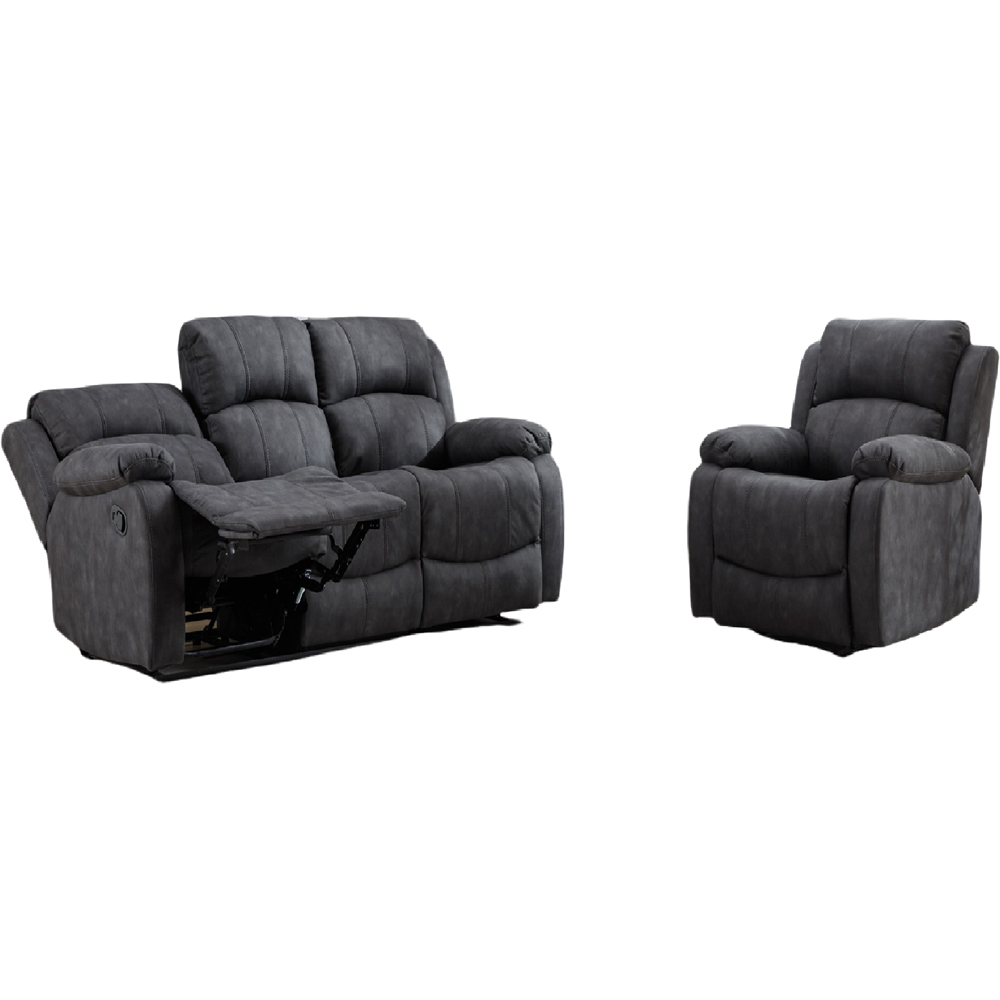 Furniture One 4 Seater Dark Grey Manual Recliner Sofa Set Image 2