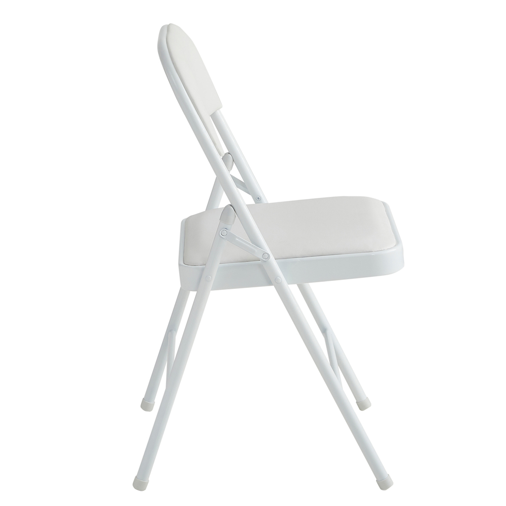 Set of 6 White Padded Folding Metal Dining Chairs Image 3