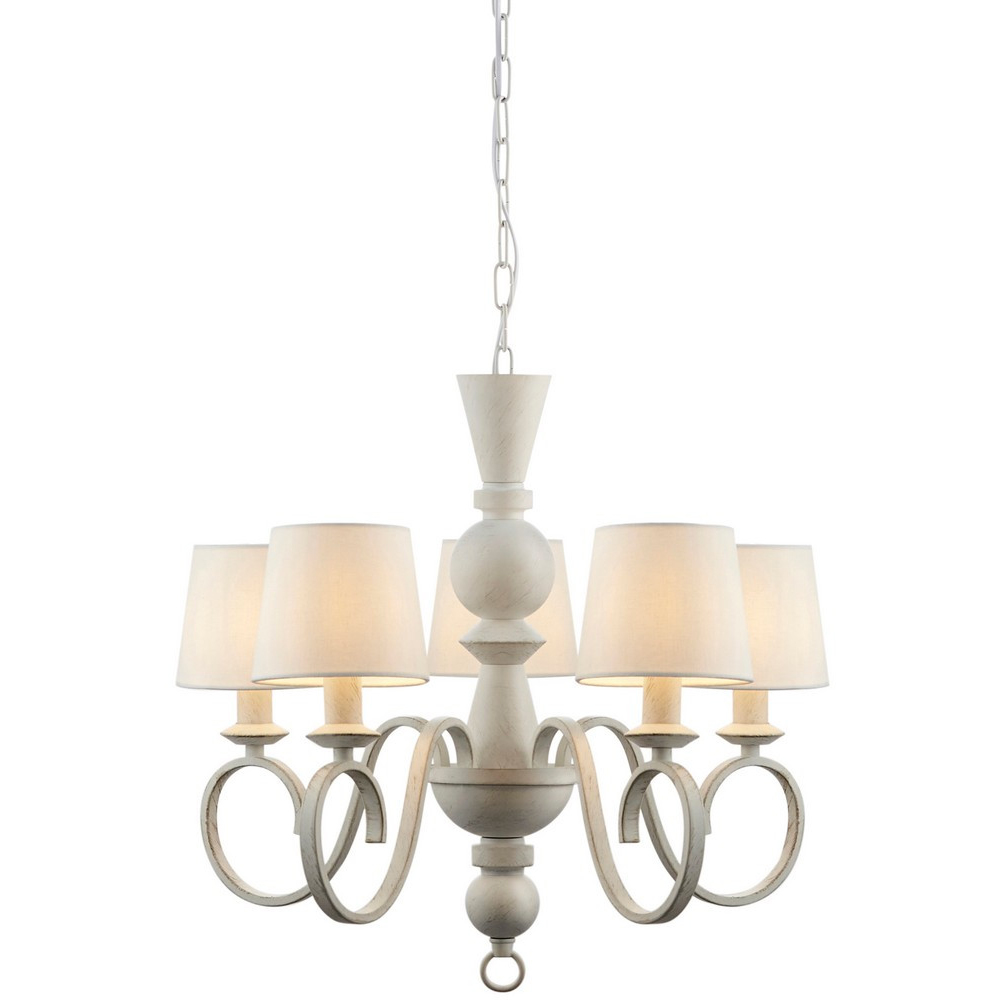 Merano Foligno Distressed White Multi Arm Vintage White Fabric Pendant Ceiling Light Image 3
