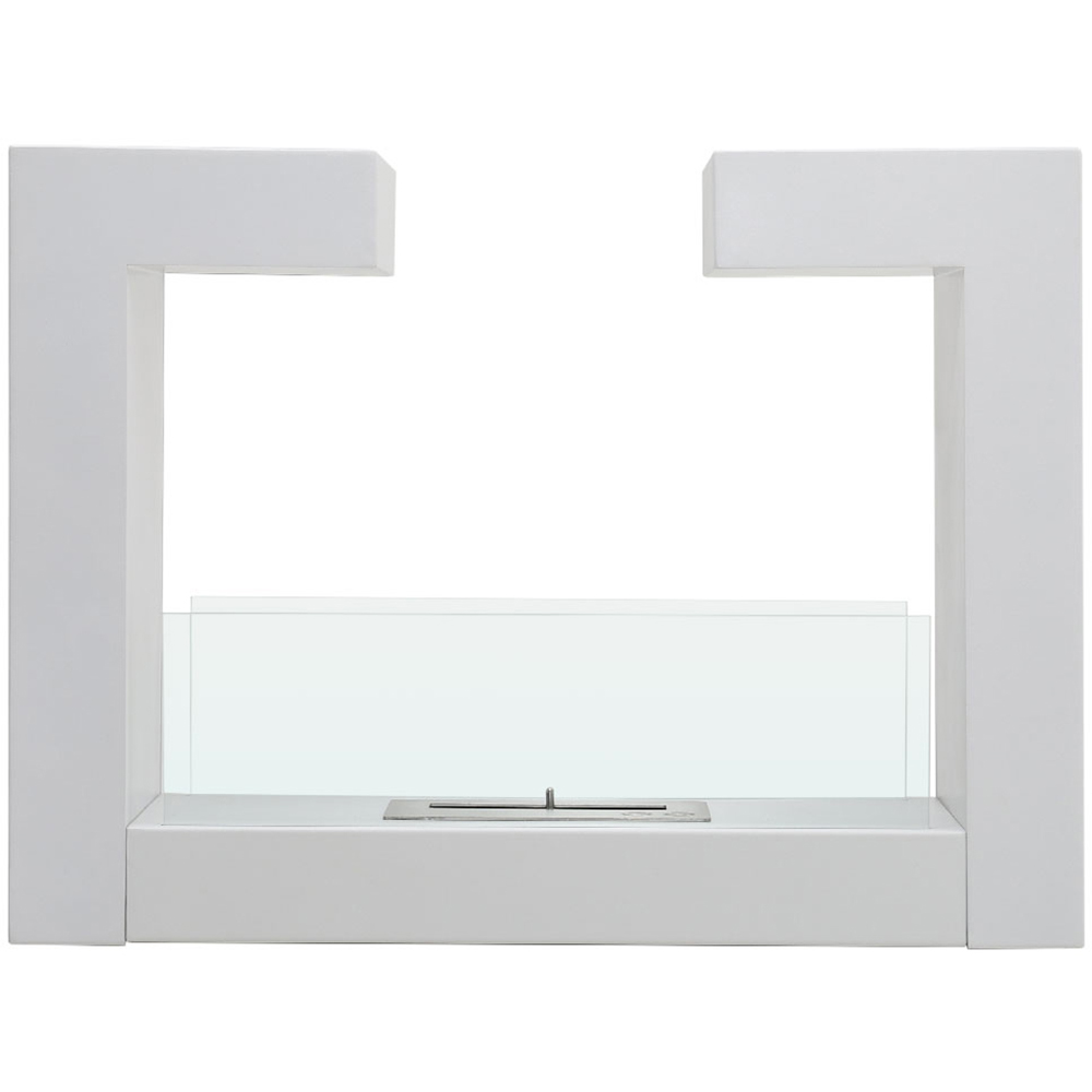 Living and Home White Double Sided Free Standing Ethanol Fireplace Image 3