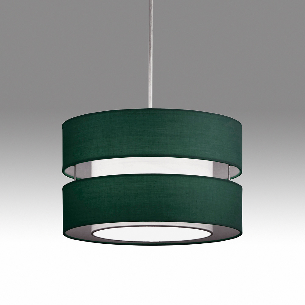 Kliving 2 Tier Forest Green Fabric Shade Pendant Light Image 3