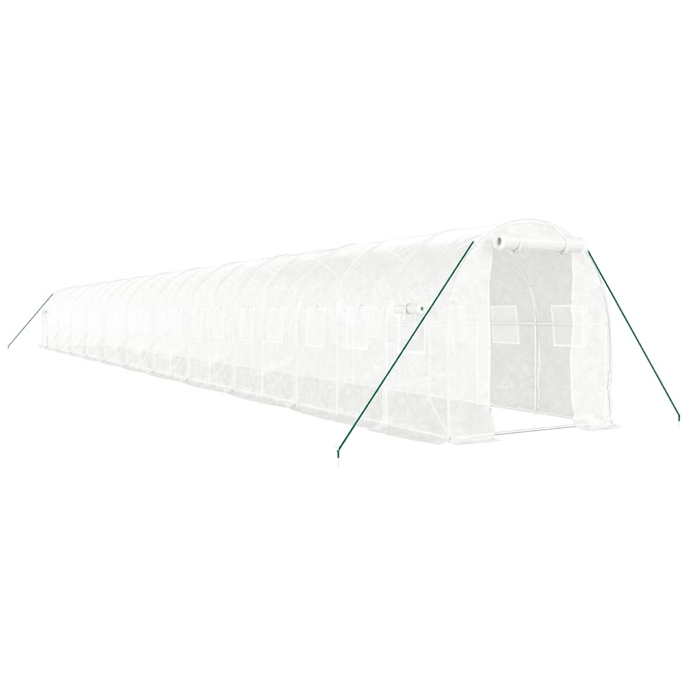 vidaXL White Polyethylene Galvanised Steel Frame 72.7 x 6.5ft Greenhouse Image 1