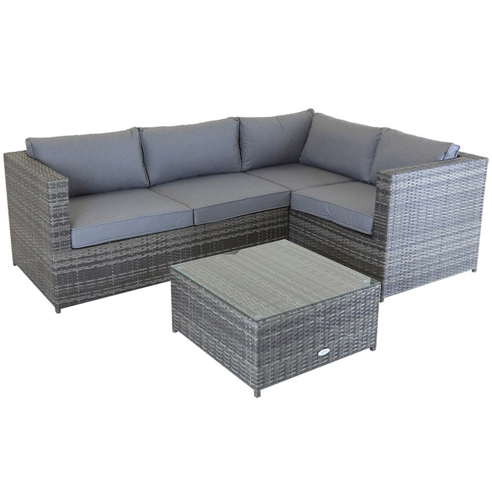 Charles Bentley 4 Seater Grey Rattan Corner Sofa Lounge Set Image 2