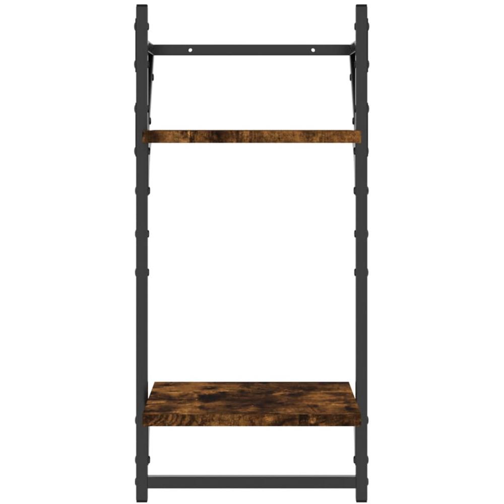 vidaXL 2-Tier Smoked Oak Wall Shelf with Bars Set of 2 Image 4