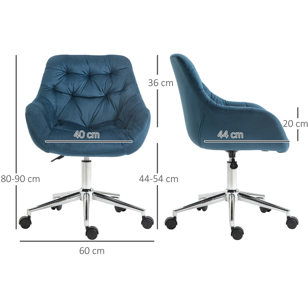 Portland Blue Velvet Swivel Office Chair Image 8