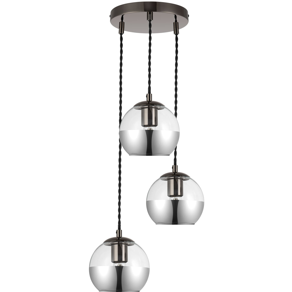 Cosylyte Marlo Matt Black Base 3 Light Smoky Glass Cluster Pendant Light Image 1
