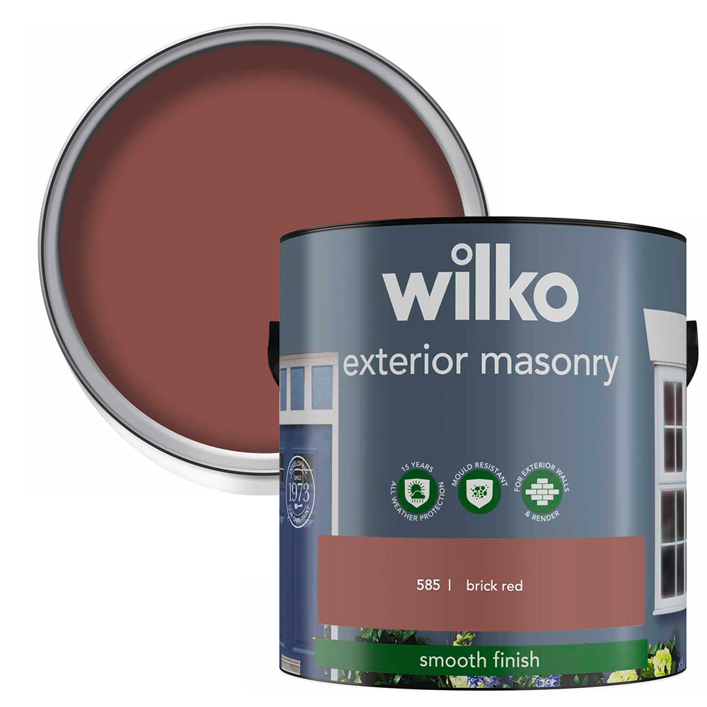Wilko Brick Red Smooth Masonry Paint 2.5L Image 1