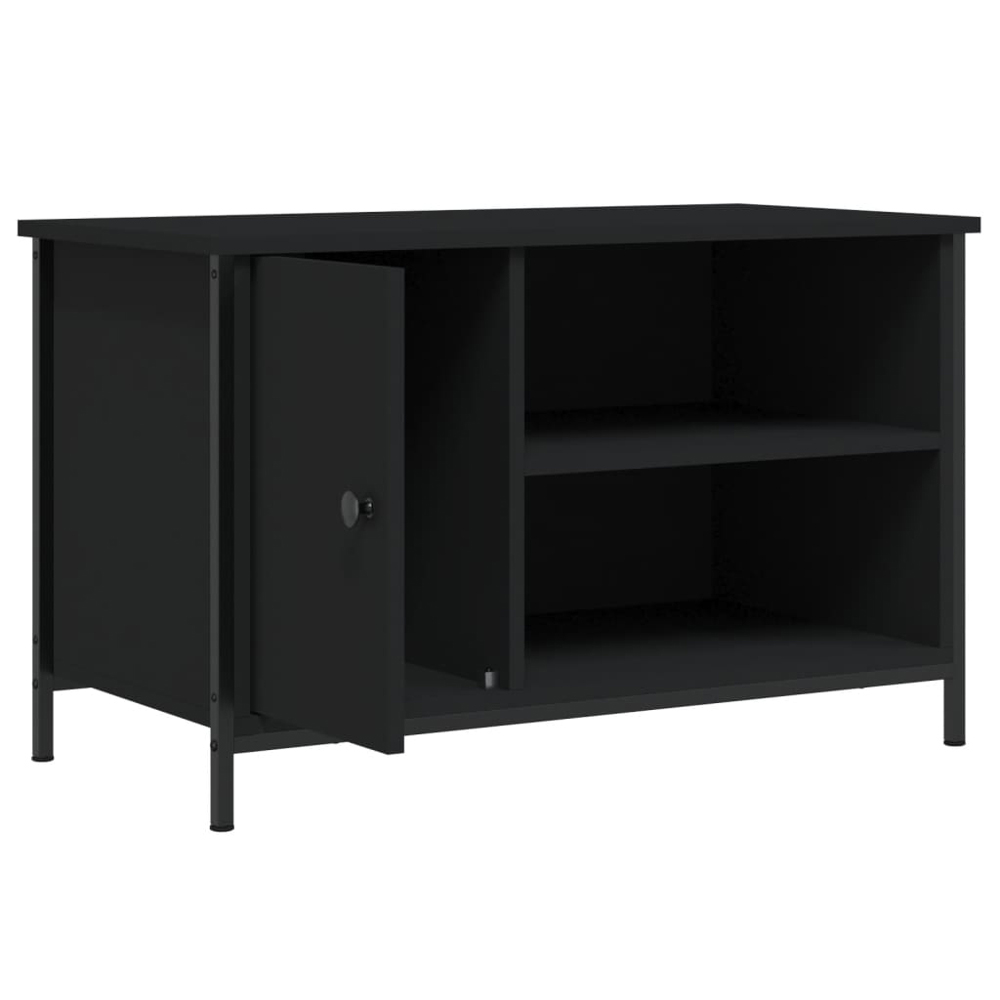 vidaXL Single Door 2 Shelf Black TV Cabinet Image 5