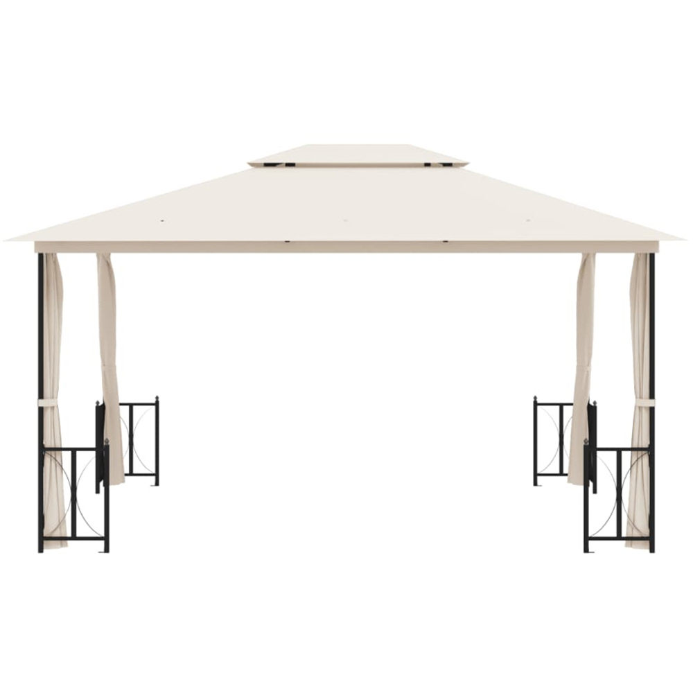 vidaXL 3 x 4m Cream Double Tier Roof Gazebo with Sidewalls Image 3