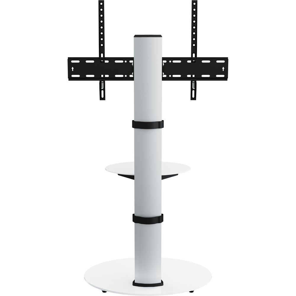 AVF Eno Single Shelf Silver and White Glass Pedestal TV Unit Image 4