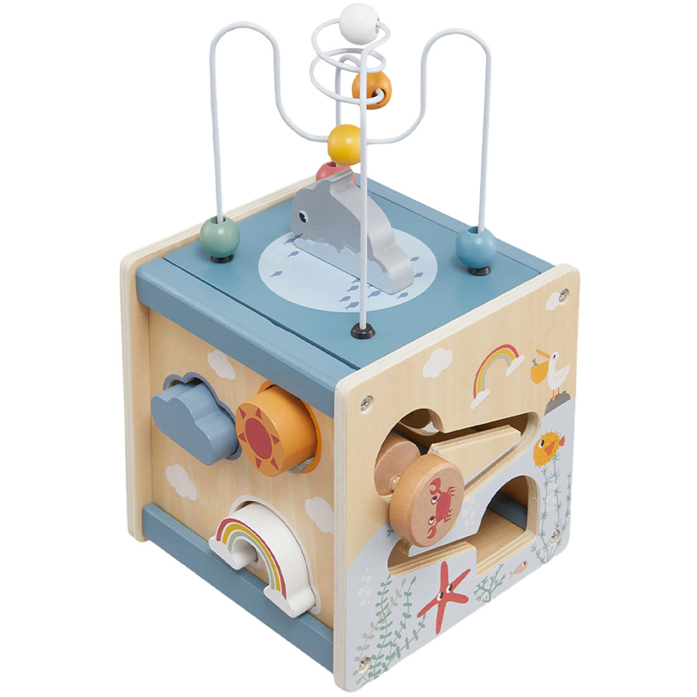 H&O Direct 6-in-1 Toddler Wooden Activity Cube Montessori Educational Toy Image 1